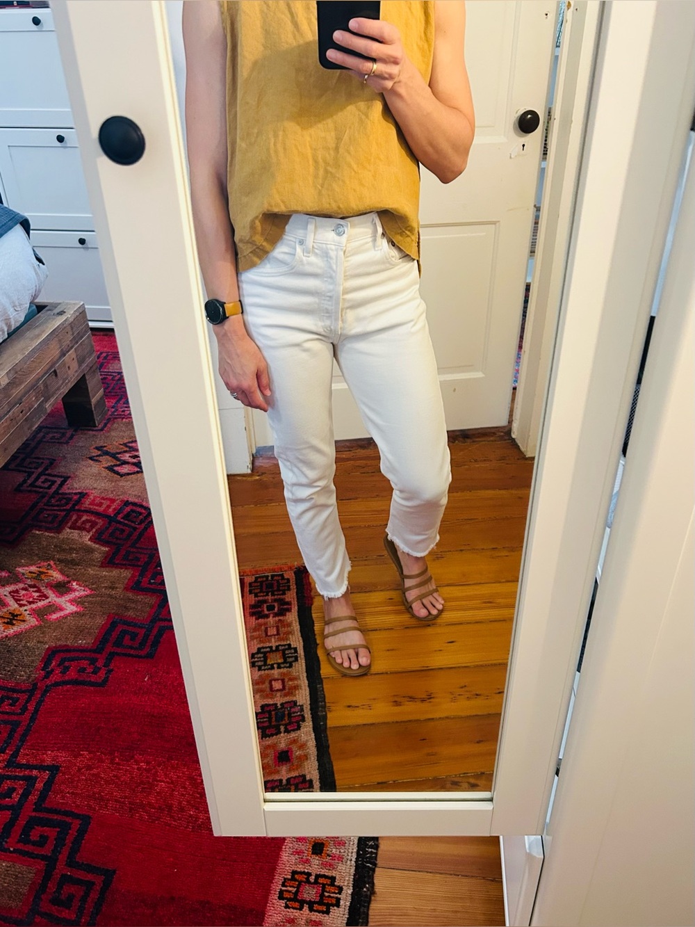 Agolde White Frayed Hem Jeans - Picture 6 of 7